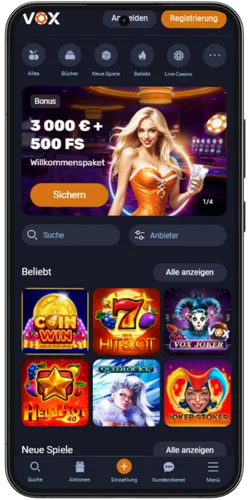 Besuche die offizielle Website von Vox Casino