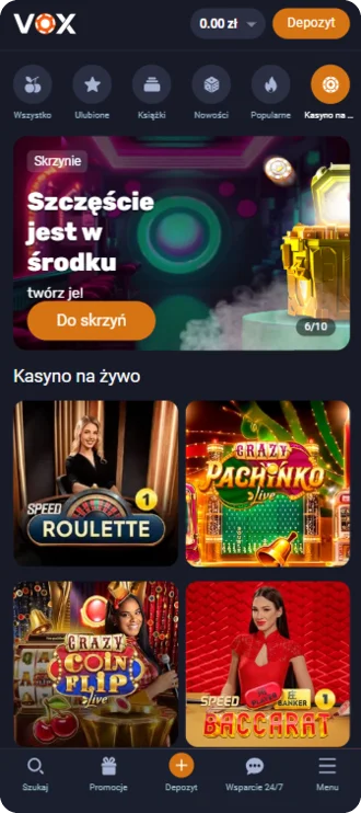 Vox aplikacja Kasyno na żywo