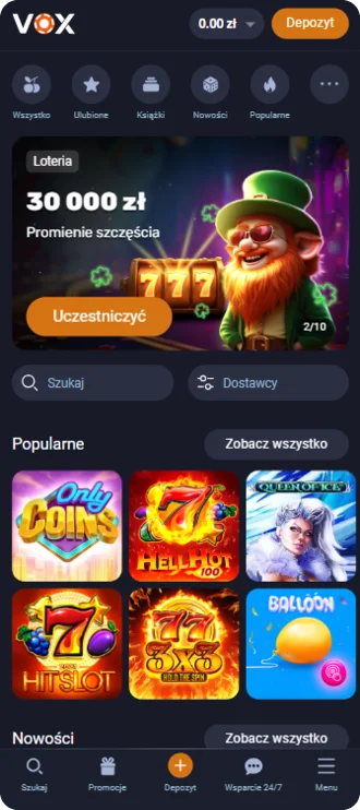 Vox aplikacja Strona główna