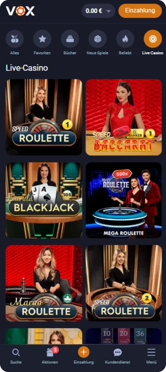 Vox Casino App Live-Casino