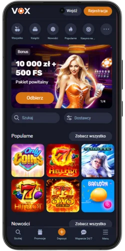 Wejdź na oficjalną stronę VOX Casino