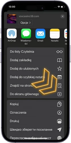 Wybierz 'Dodaj do ekranu początkowego