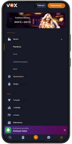VOXCasino programėlės atsisiuntimas dabar