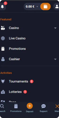 Vox casino menu