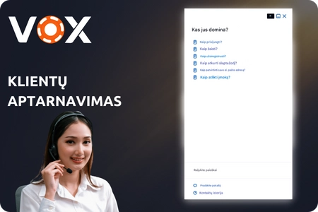 Vox Casino palaikymas tiesiogiai programėlėje