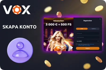 Registrering i Vox Casino-appen